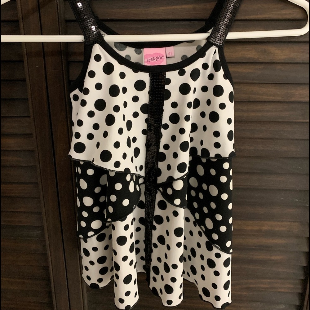 Lipstick girls black and white blouse top